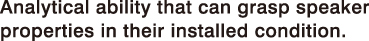 Analytical ability that can grasp speaker properties in their installed condition.